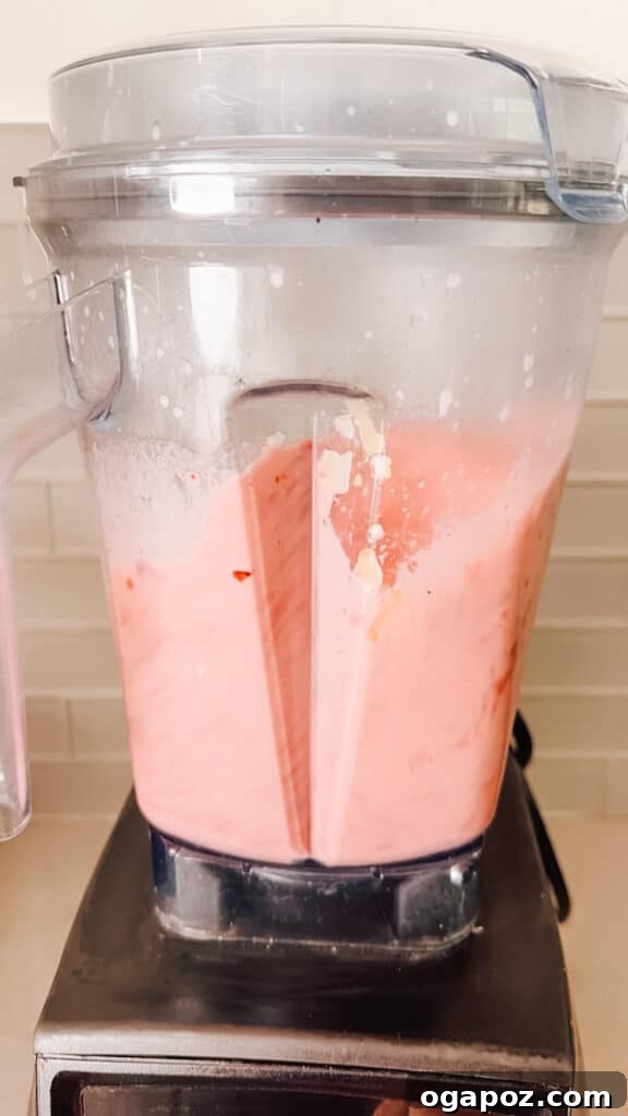 Creamy Beetroot Pasta Delight 6 Vibrant beet sauce in the blender, achieving a smooth consistency.