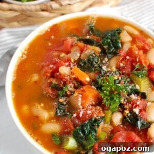 White Bean Soup with Kale in a square dish, perfect for sharing.