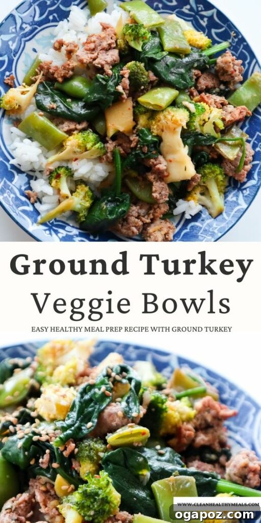37 Delicious Ways to Enjoy Healthy Ground Turkey 25 Ground Turkey Veggie Bowls with various colorful vegetables.