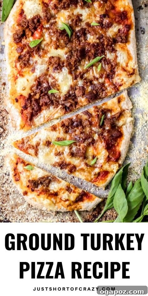 37 Delicious Ways to Enjoy Healthy Ground Turkey 26 Ground Turkey Pizza with melted cheese and toppings.
