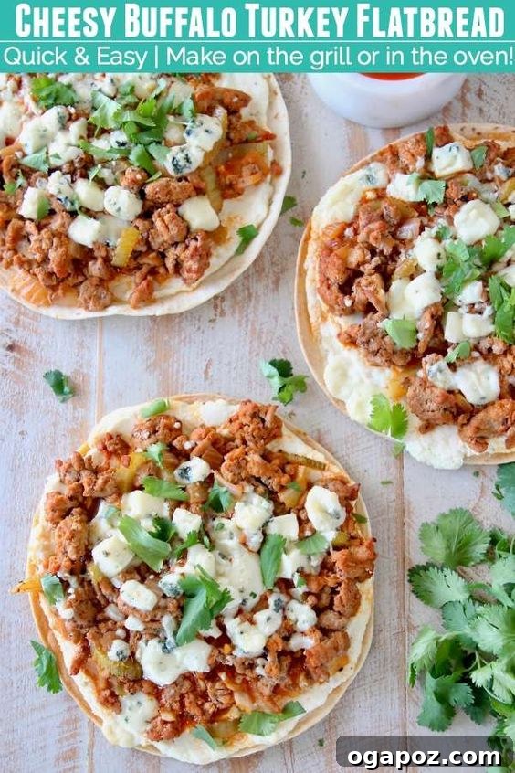 37 Delicious Ways to Enjoy Healthy Ground Turkey 28 Ground Turkey Flatbreads topped with buffalo sauce and blue cheese.