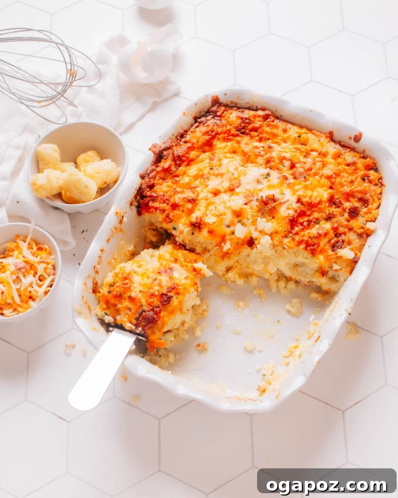 Hearty Winter Casseroles for Ultimate Comfort 14 Golden Tater Tot Breakfast Casserole with eggs, cheese, and optional sausage