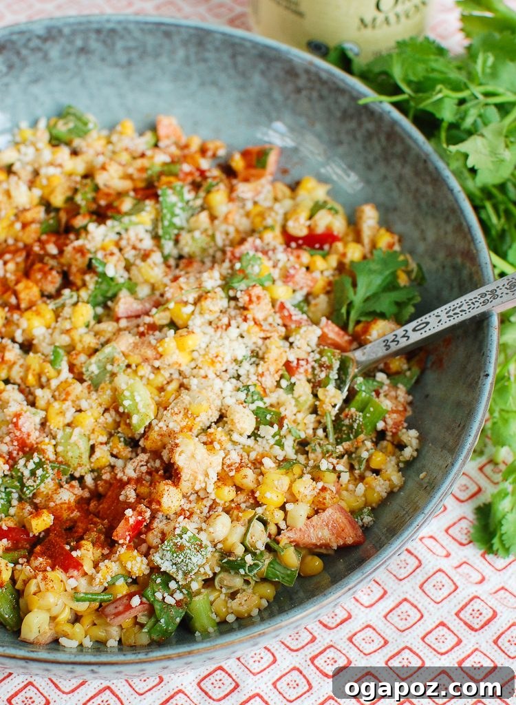 Fiesta Street Corn Salad 4 Mexican Corn Salad garnished with fresh cilantro