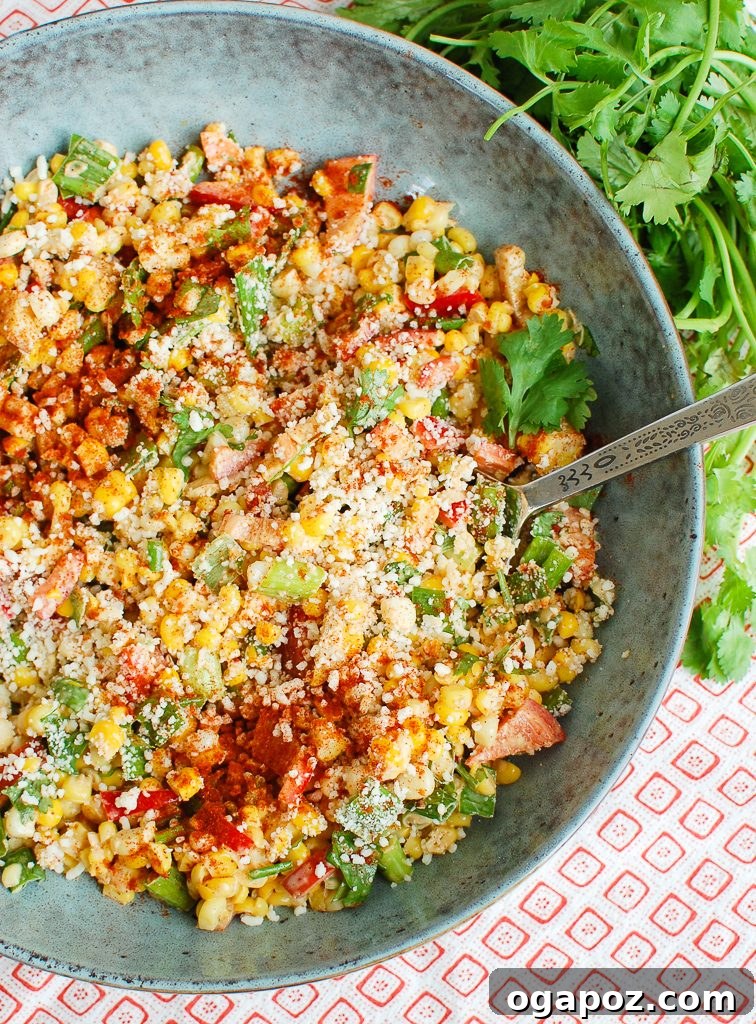 Fiesta Street Corn Salad 5 Mexican Corn Salad topped with crumbled cheese