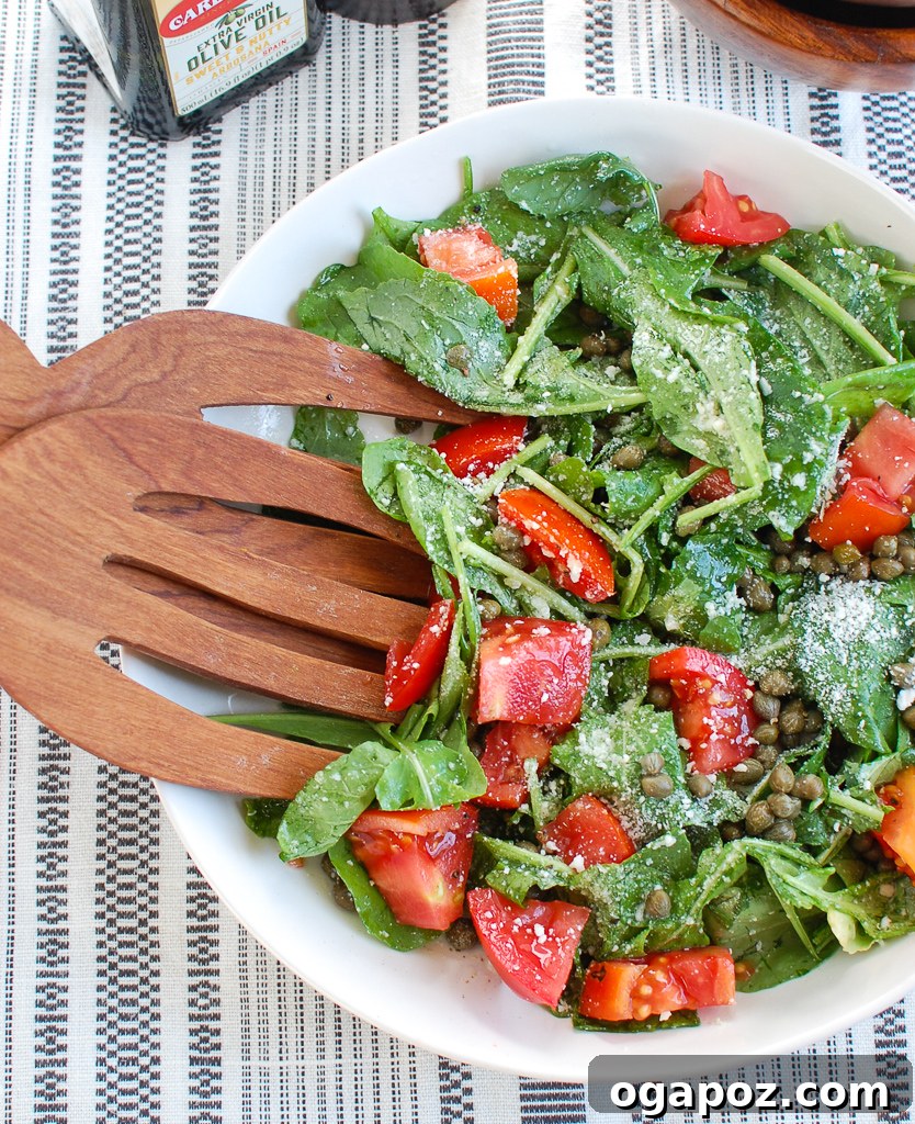Rocket and Caper Salad 3 Arugula Salad with Capers above view