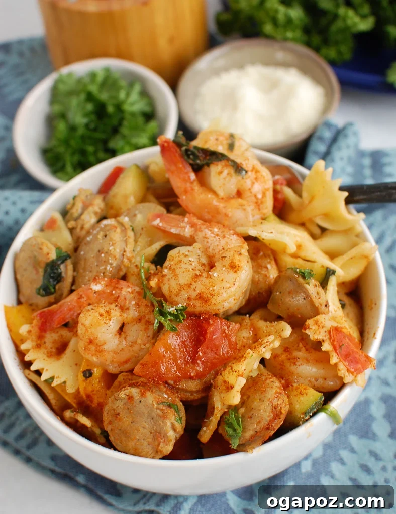 Fiery Cajun Pasta with Chicken Sausage and Shrimp 2 Creamy Cajun Pasta with Chicken Sausage and Shrimp, a vibrant and flavorful dish perfect for weeknights.