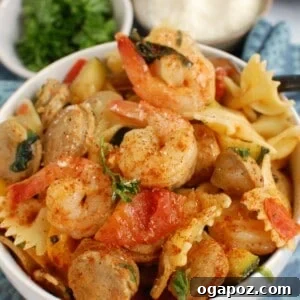 Creamy Cajun Pasta with Chicken Sausage and Shrimp recipe image