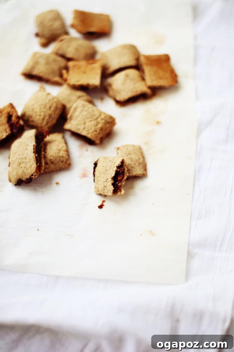 Two freshly baked homemade fig bars resting on a wire rack, showcasing their golden-brown crust and enticing texture.
