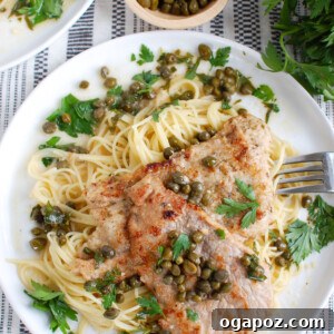 Veal Piccata on white plate