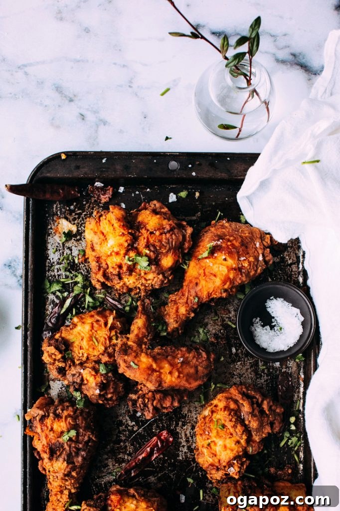 Incredible Indian Dinners Surprisingly Simple to Make 17 Indian fried chicken (also called tandoori fried chicken) on a pan with cilantro.