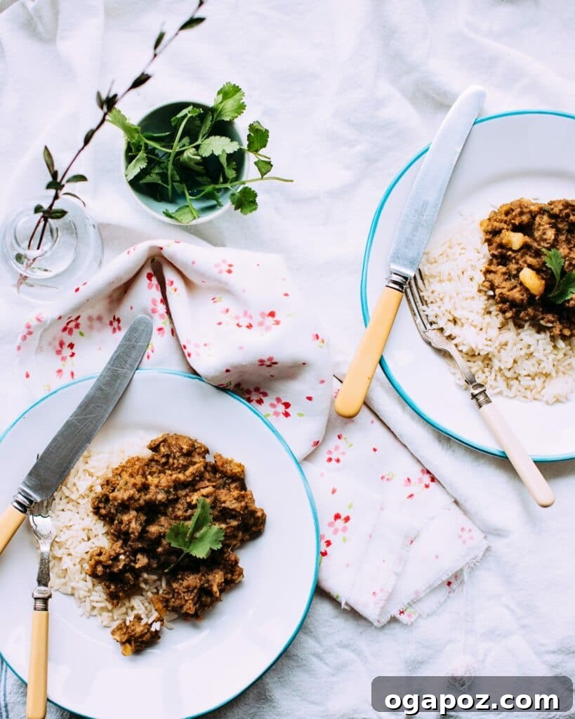 Incredible Indian Dinners Surprisingly Simple to Make 18 Ground lamb and potato curry (Lamb keema), a hearty Indian dinner.