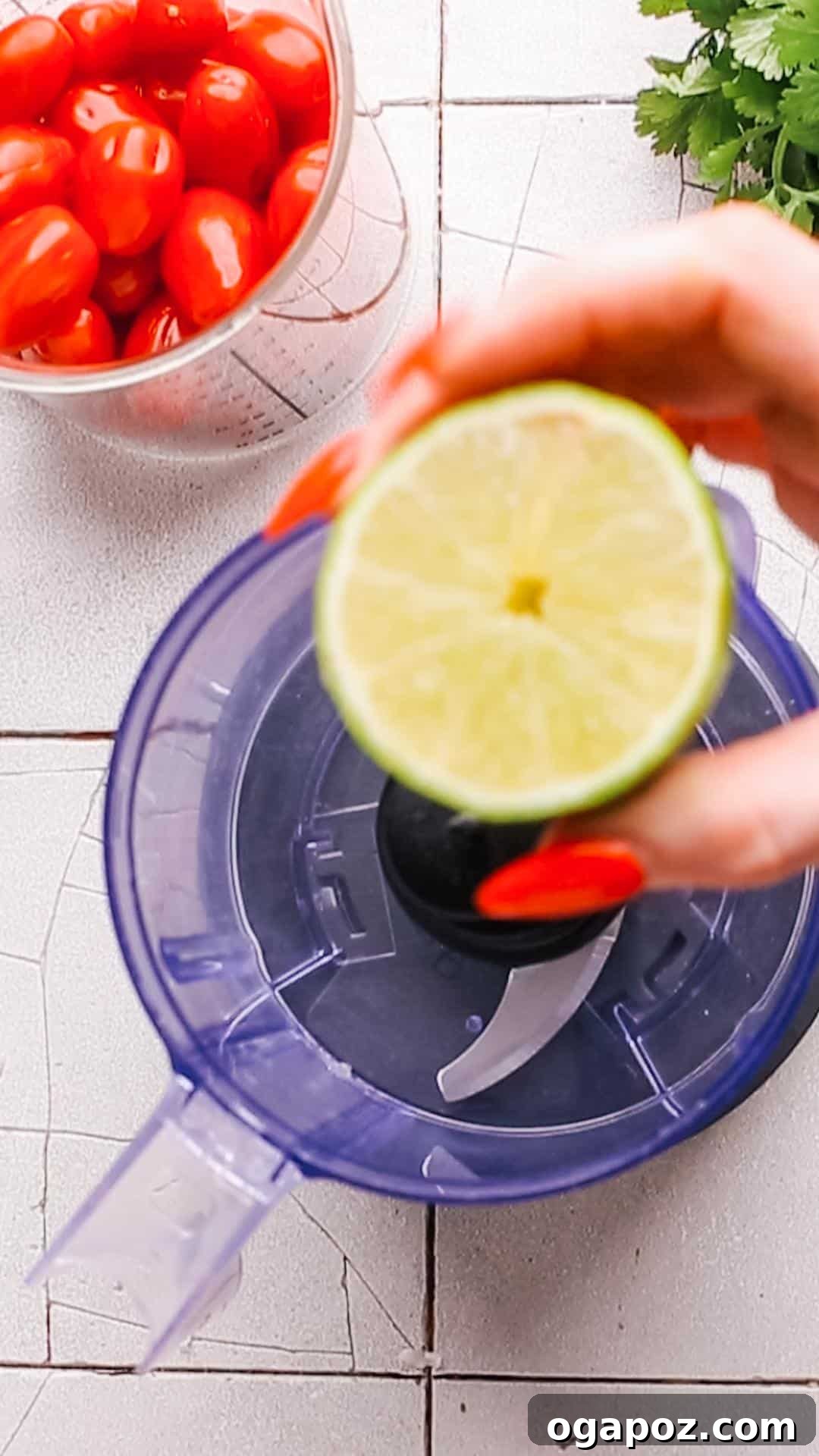 5 Minute Fresh Taco Salsa 4 Adding lime juice to a food processor