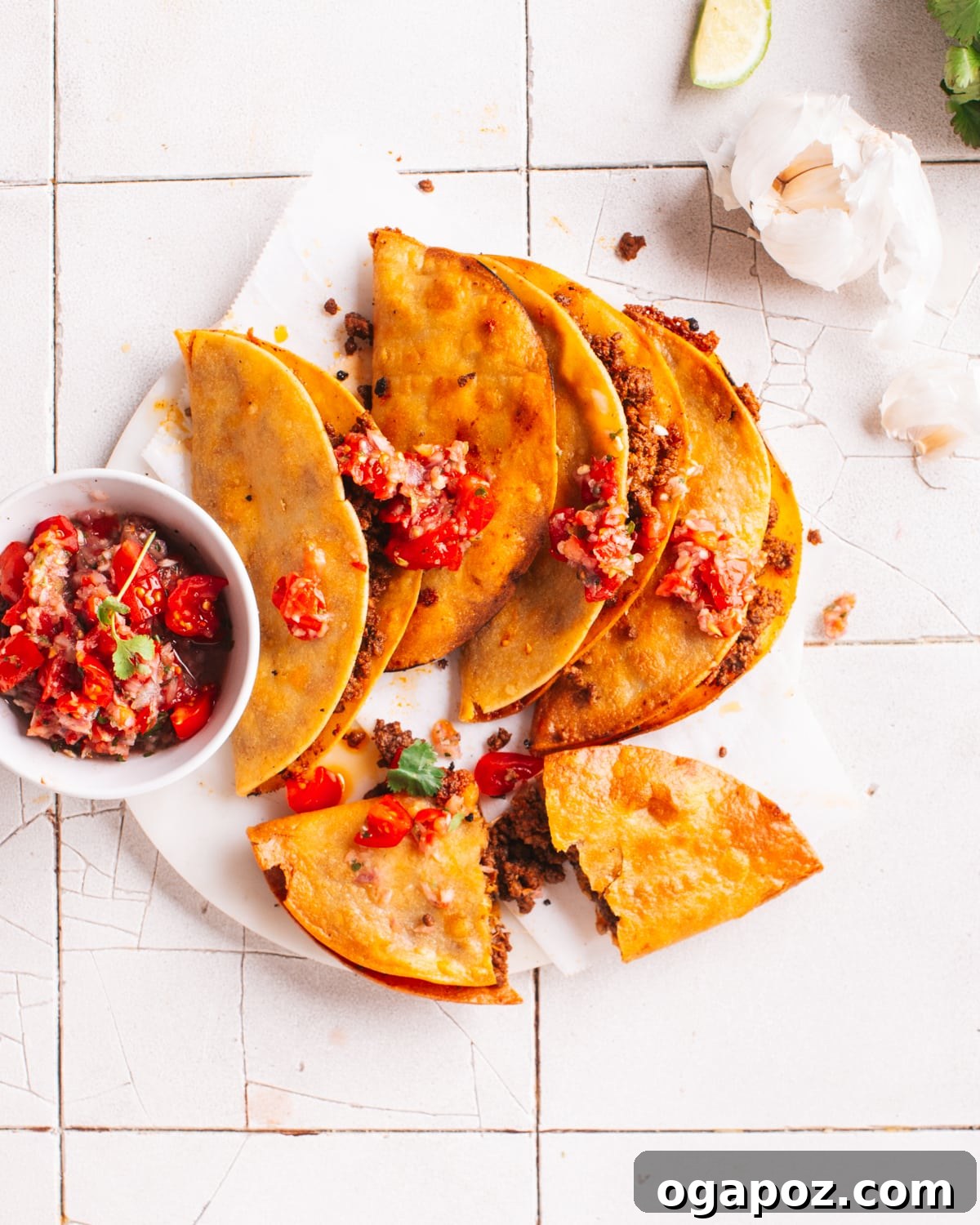 5 Minute Fresh Taco Salsa 10 Fried Tacos served with Taco Salsa