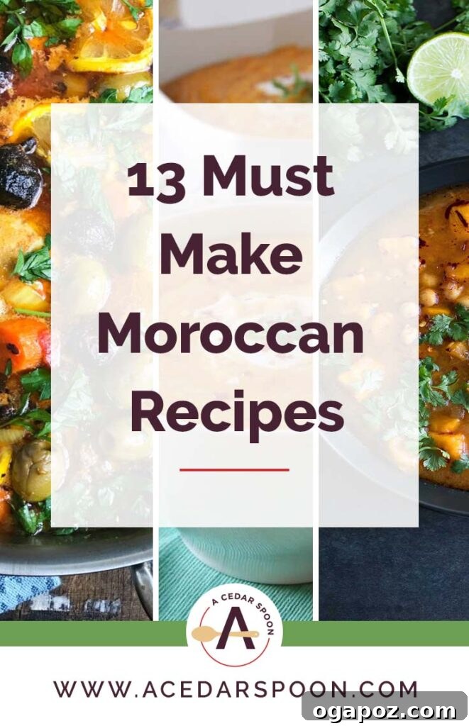 Savor Morocco: 13 Iconic Recipes to Cook Now 2 A vibrant display of Moroccan dishes and spices, including tagine, mint tea, and various ingredients like olives and dried fruits, set to inspire a culinary journey.