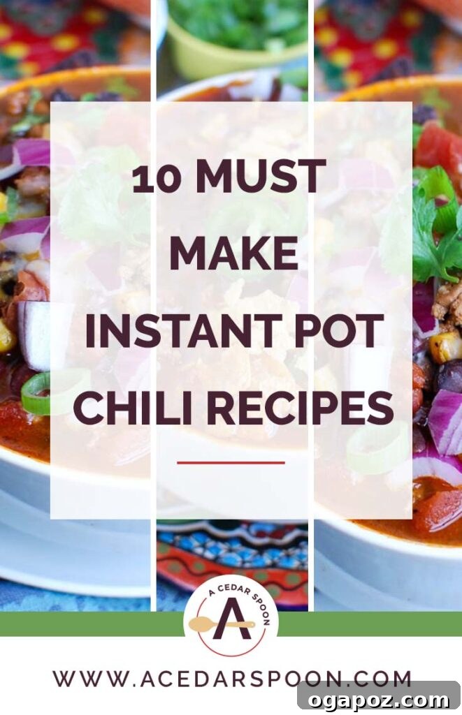 10 Ultimate Instant Pot Chili Recipes 2 A vibrant bowl of Instant Pot chili, garnished with fresh herbs and cheese, suggesting warmth and hearty flavor.