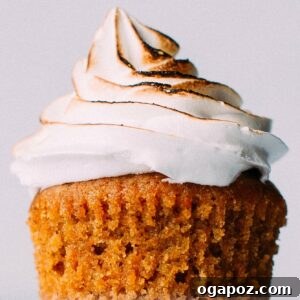 Finished sweet potato cupcakes with toasted marshmallow frosting.