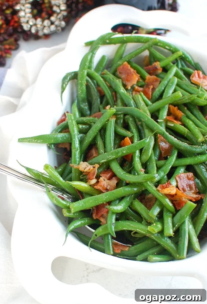 Smoky Bacon Green Beans 4 Green Beans with Bacon with spoon