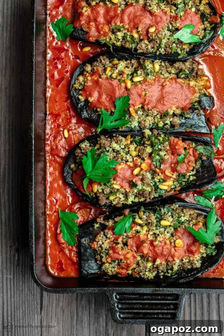 Stuffed Eggplant with Ground Beef