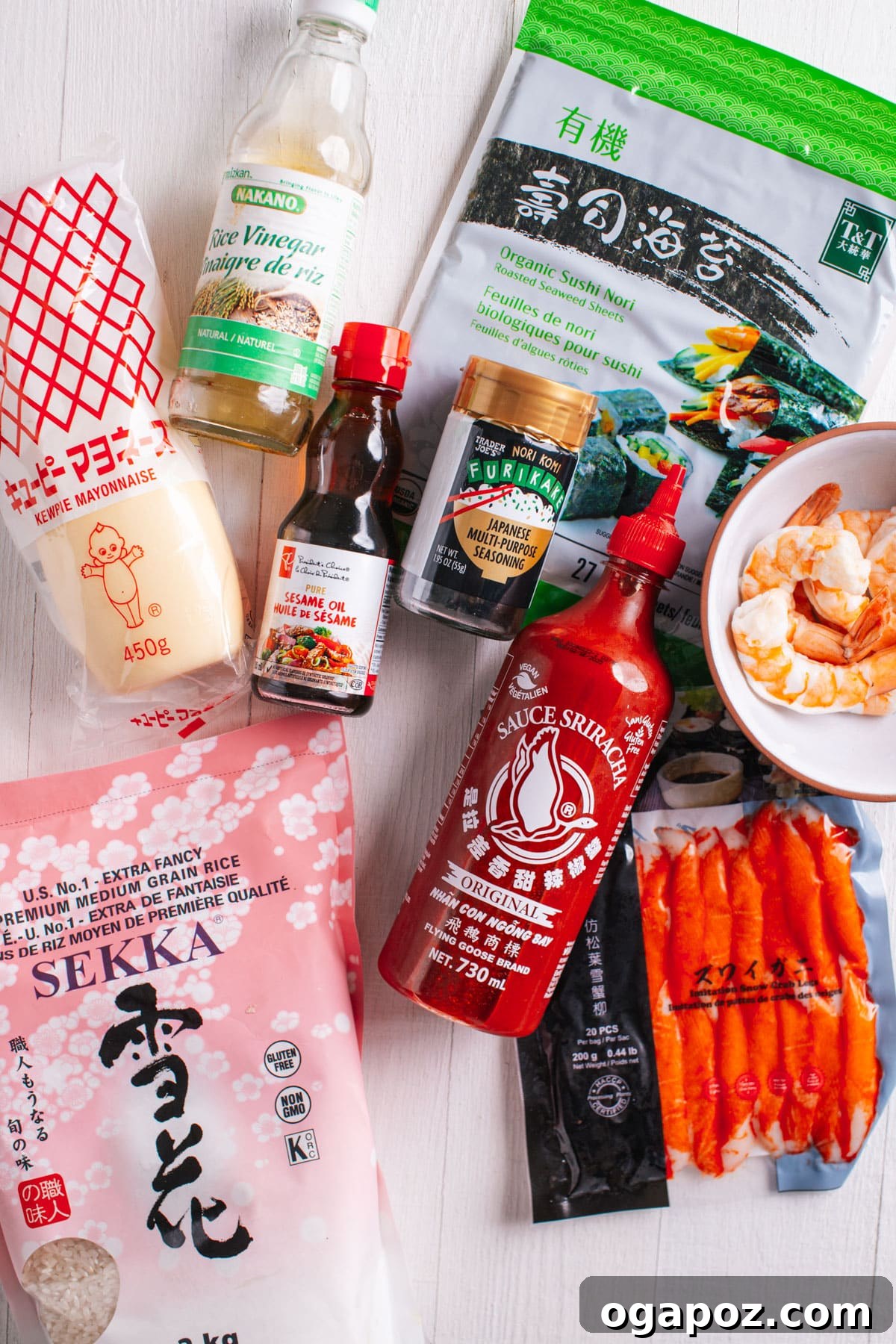 The Ultimate TikTok Sushi Bake 3 A selection of fresh ingredients laid out, ready for making the sushi bake.