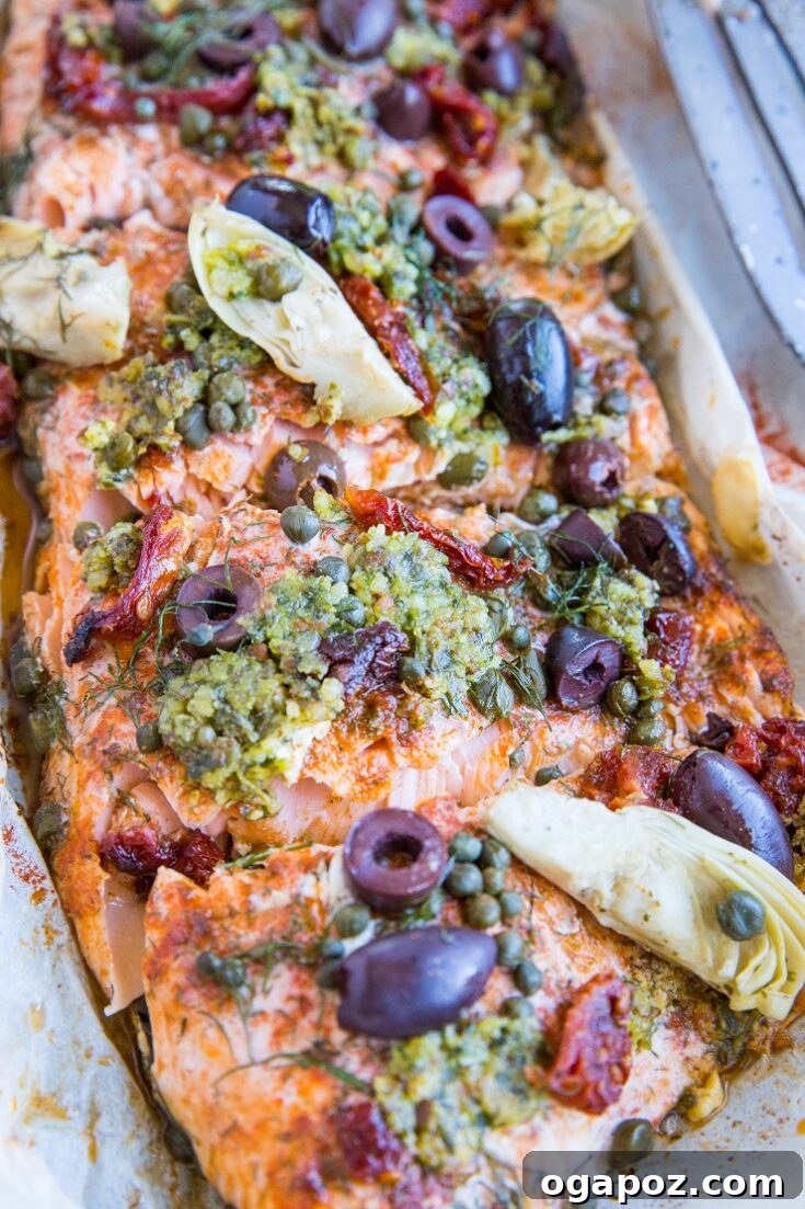 Mediterranean Salmon in Parchment Paper with vegetables.
