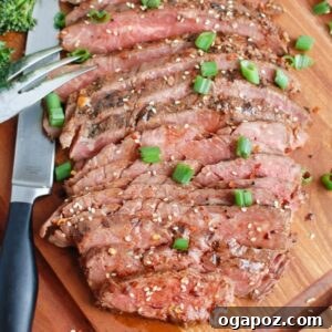 Asian Marinated Flank Steak, ready to serve