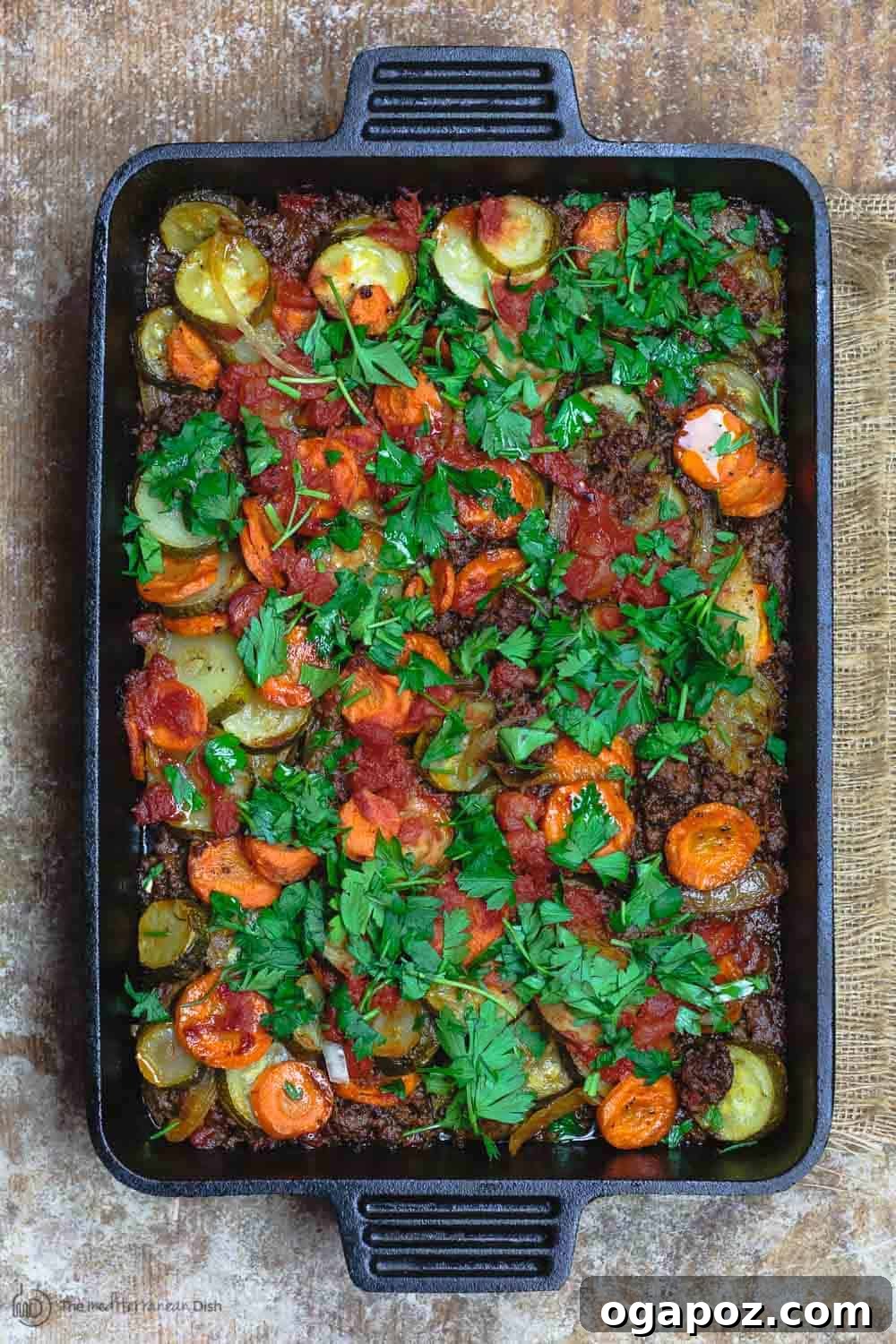 Over 37 Best Easy and Delicious Mediterranean Casserole Recipes 17 Summery beef and zucchini casserole with vibrant colors and flavors.