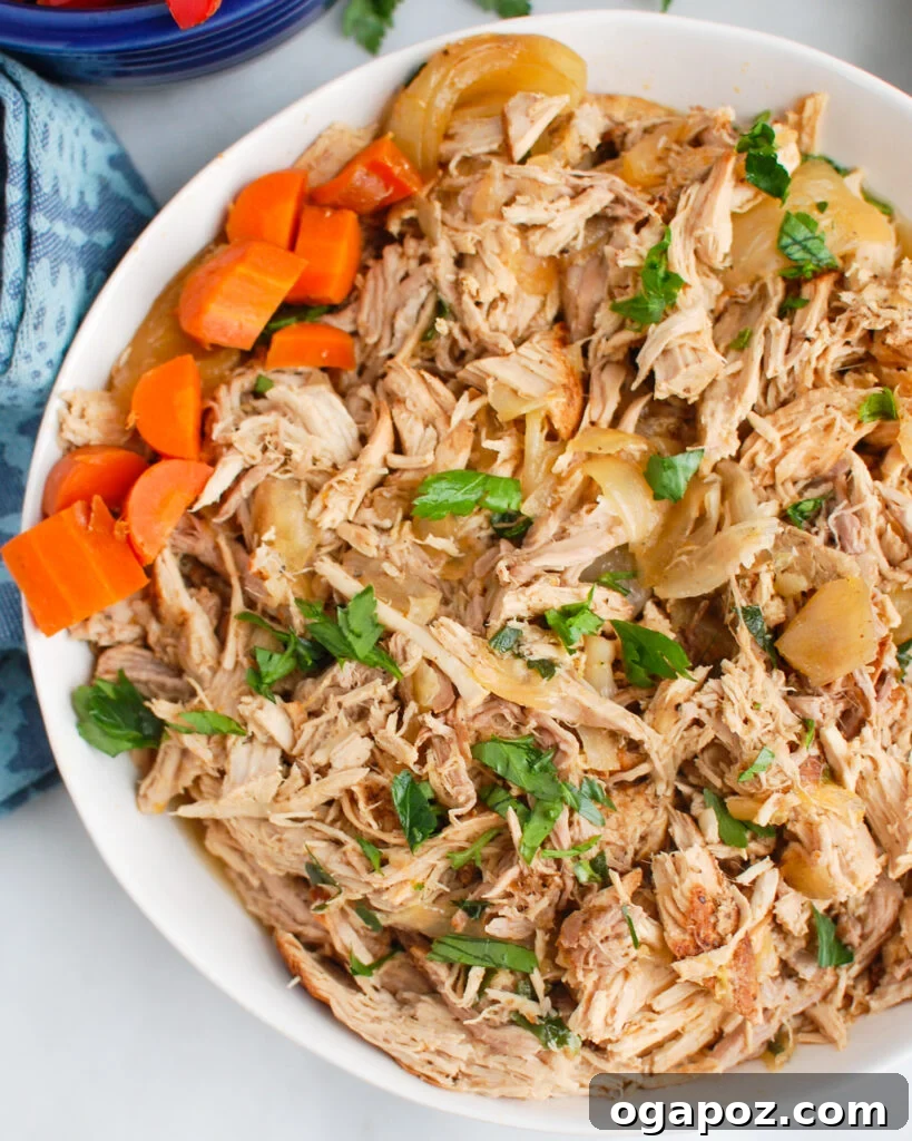 Slow Cooker Pork Shoulder Perfection 4 Slow Cooker Pork Roast in a bowl, showing shredded texture