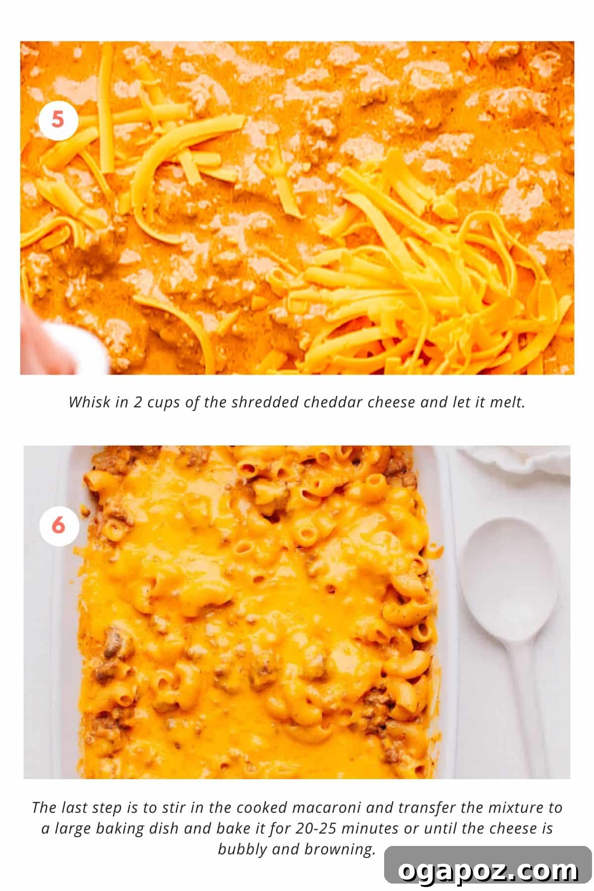 Ultimate Easy Cheeseburger Bake 6 Add cheddar cheese and bake
