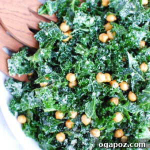 Kale Caesar Salad in white bowl