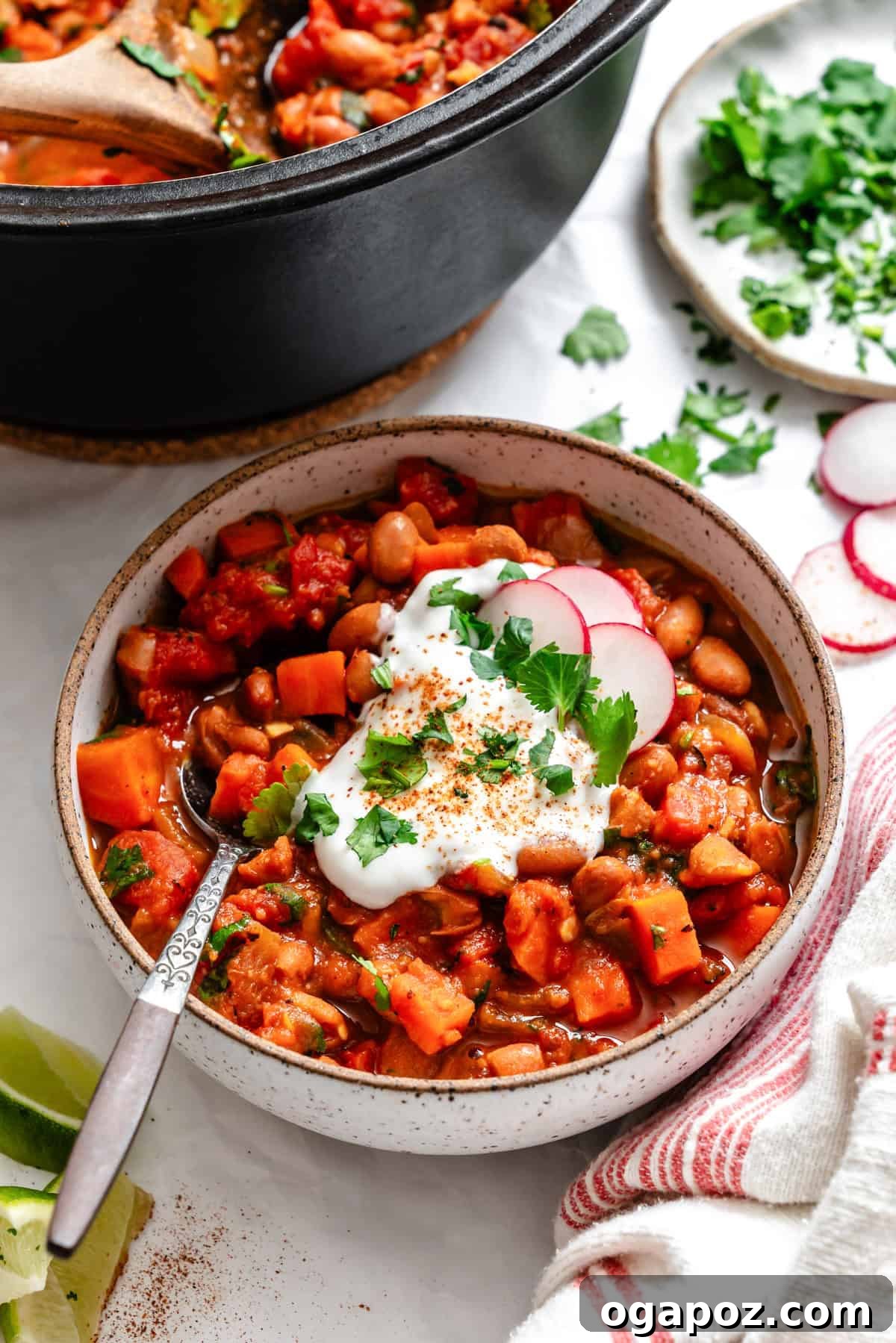 The Ultimate Homemade Vegetarian Chili 9 Homemade Vegetarian Chili Recipe with spoon, ready to be served