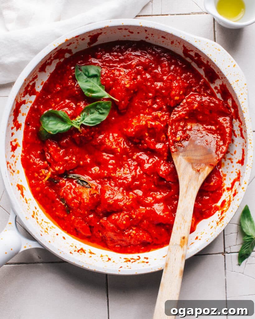 Irresistible Gnocchi Sauce Quick and Easy 4 Freshly made homemade tomato sauce bubbling in a pot