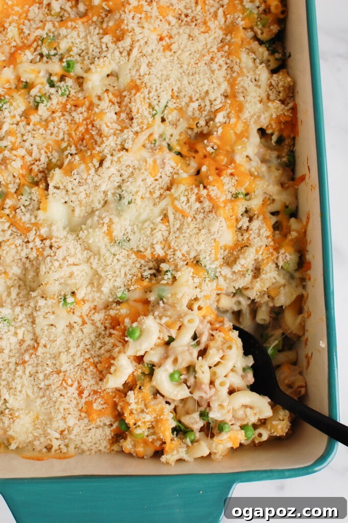 Quick and Creamy Tuna Noodle Bake 3 Easy Tuna Noodle Casserole in dish