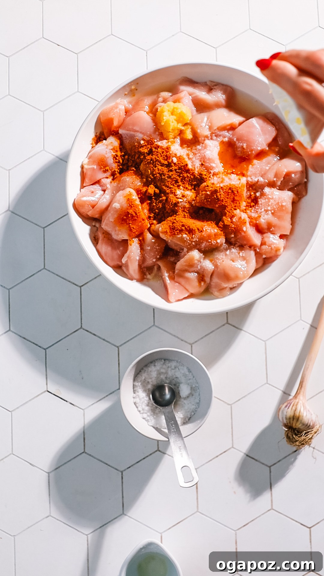 Perfect Butter Chicken From Your Kitchen Outshining Restaurants 4 Marinating chicken with lemon, garlic, garam masala, and salt for butter chicken recipe.