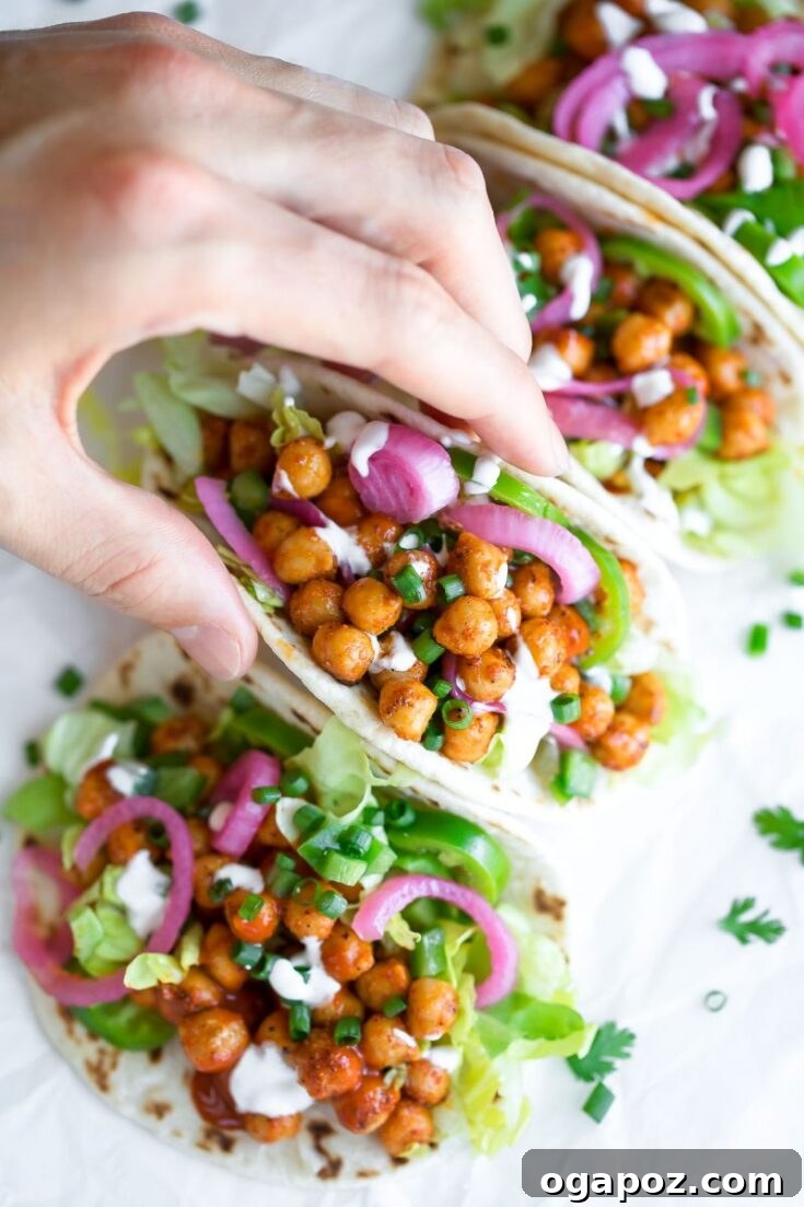 Spicy Buffalo Chickpea Tacos
