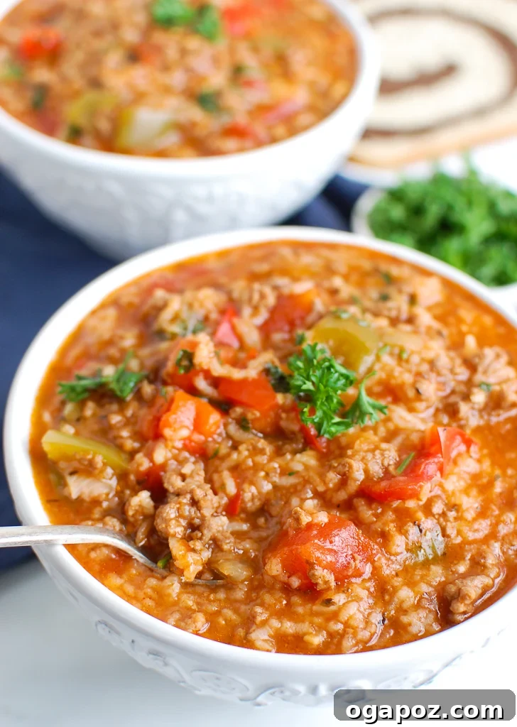 Comforting Instant Pot Stuffed Pepper Soup