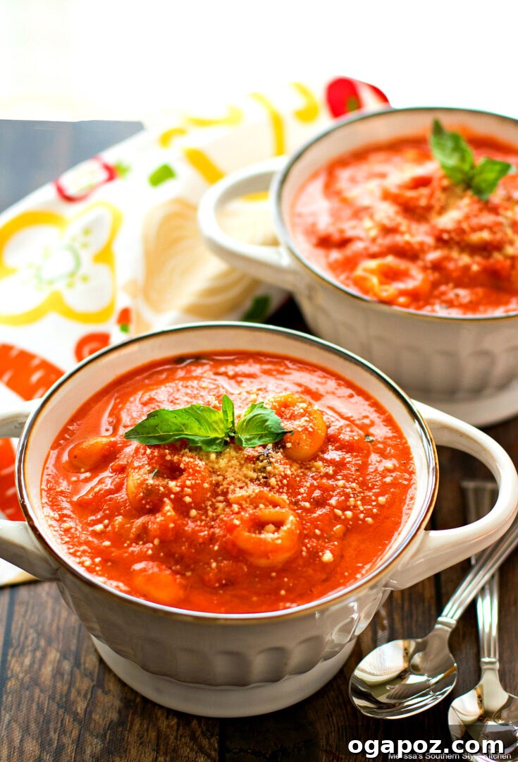 Rich Creamy Tomato Cheese Tortellini Soup