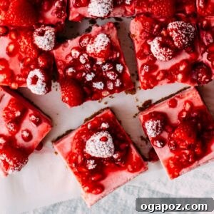 Finished Raspberry Mousse Squares, beautifully sliced and ready to serve