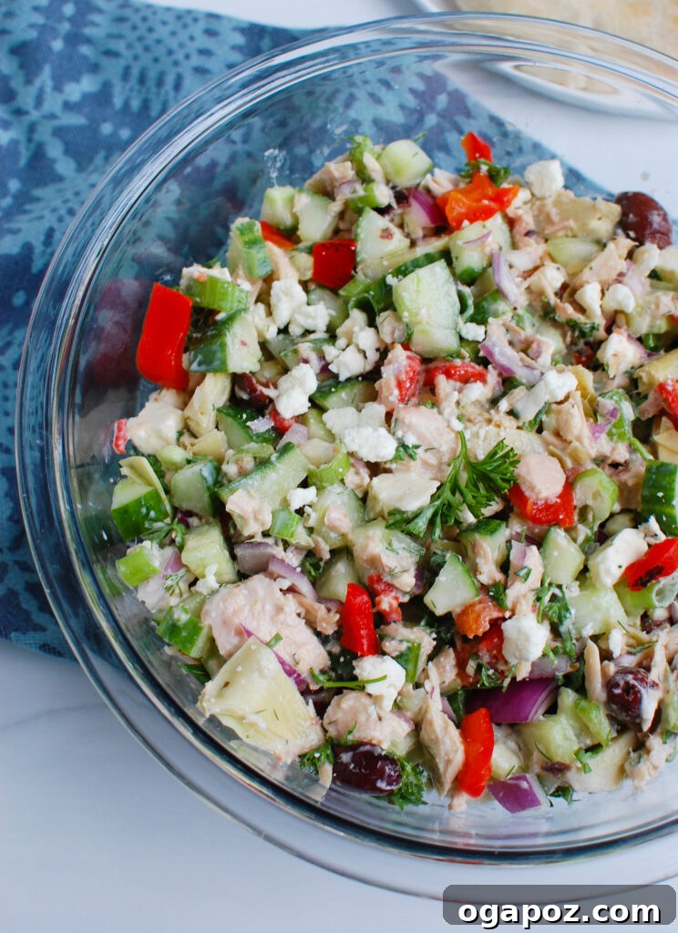 Sun-Kissed Mediterranean Tuna Salad 2 Mediterranean Tuna Salad in bowl