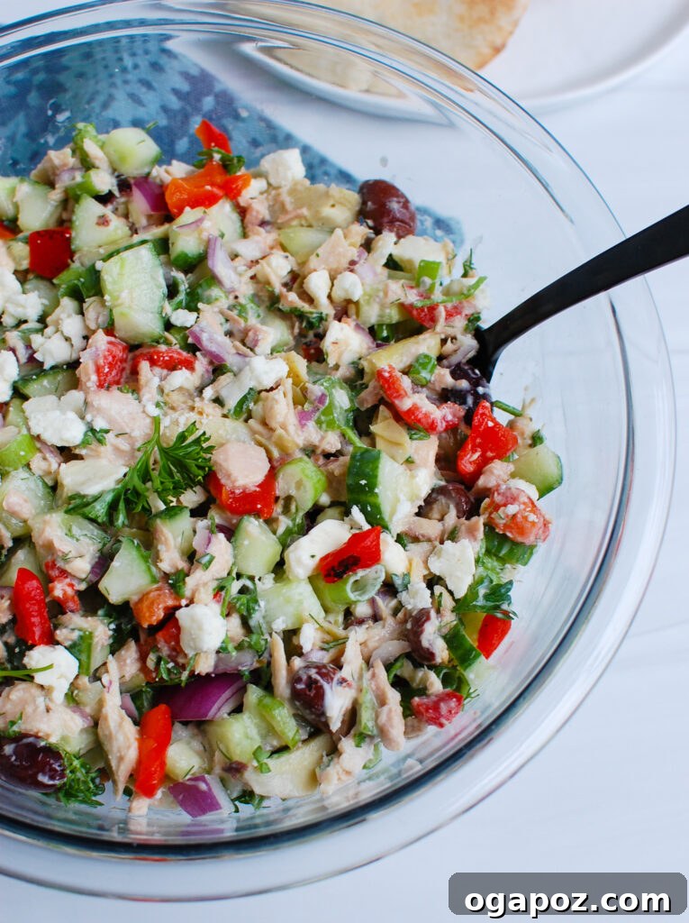 Sun-Kissed Mediterranean Tuna Salad 5 Mediterranean Tuna Salad with spoon