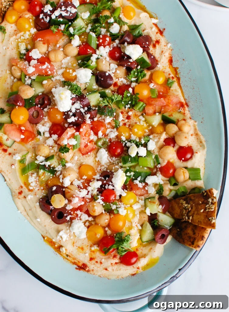 Mediterranean Hummus Delight 3 Hummus Platter with toppings