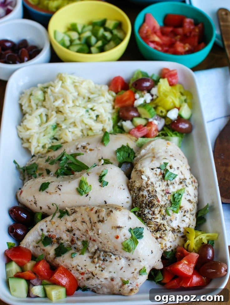 Greek Chicken with Tzatziki Orzo Salad