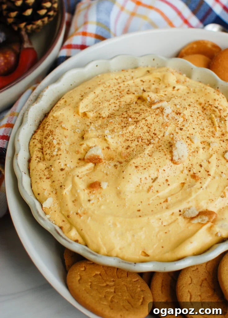 Luscious Pumpkin Spice Dip 3 Pumpkin Dip with a variety of cookies and fruit for dipping, showcasing its versatility as a snack or dessert