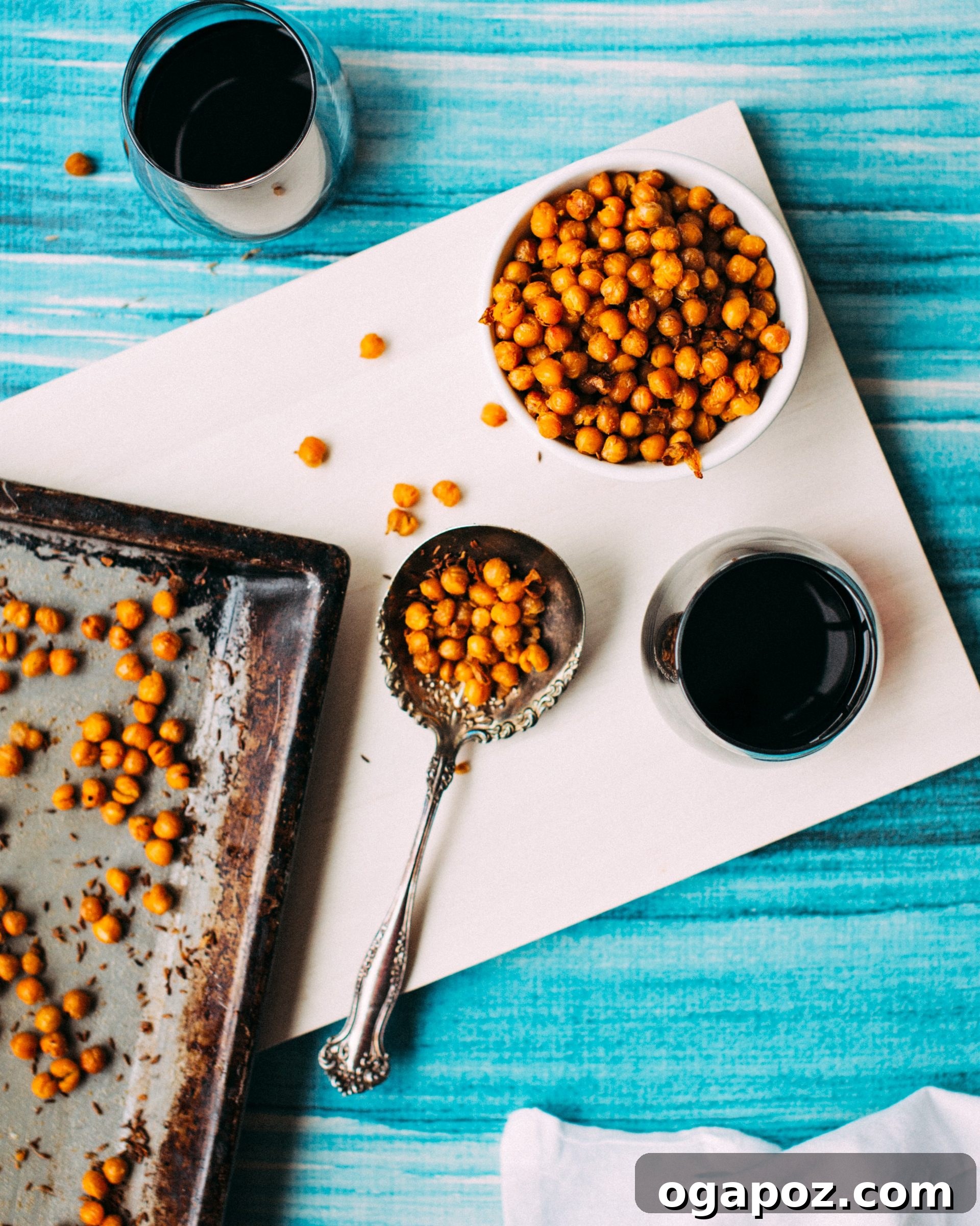 A bowl of delicious Spiced Roasted Chickpeas, ready to serve.