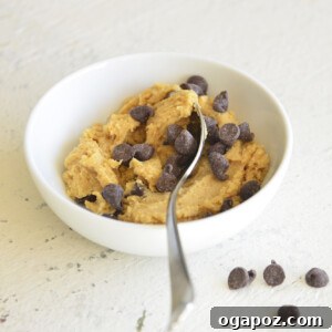 Edible Cookie Dough for One with spoon.
