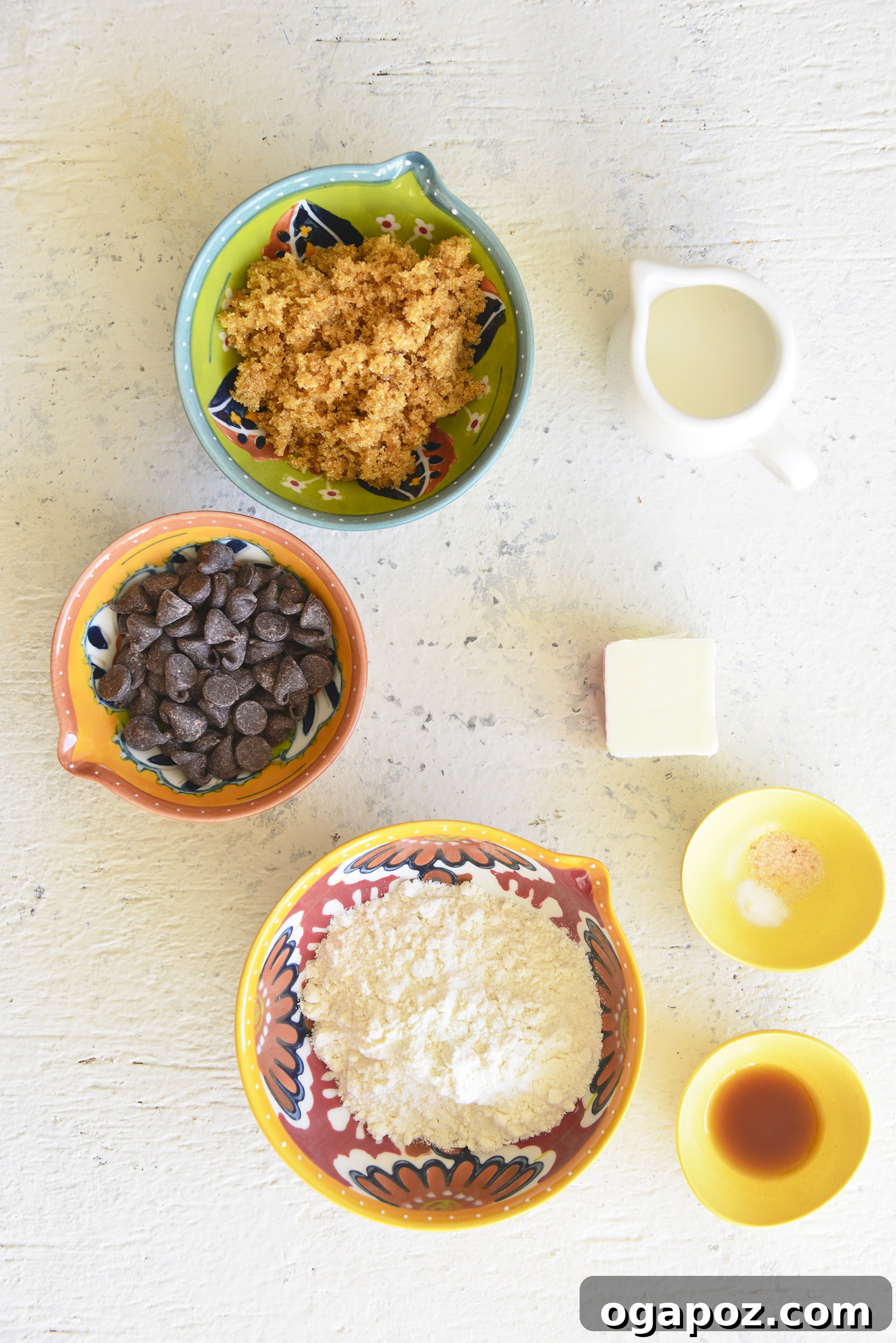 Solo Cookie Dough Indulgence 3 Edible Cookie Dough Ingredients laid out on a table.