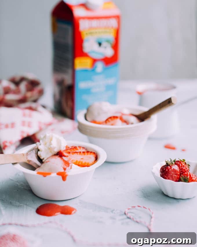 Simple 3-Ingredient Banana Nice Cream 4 A bowl of creamy banana ice cream with a carton of milk and more frozen bananas in the background, showcasing the key ingredients.