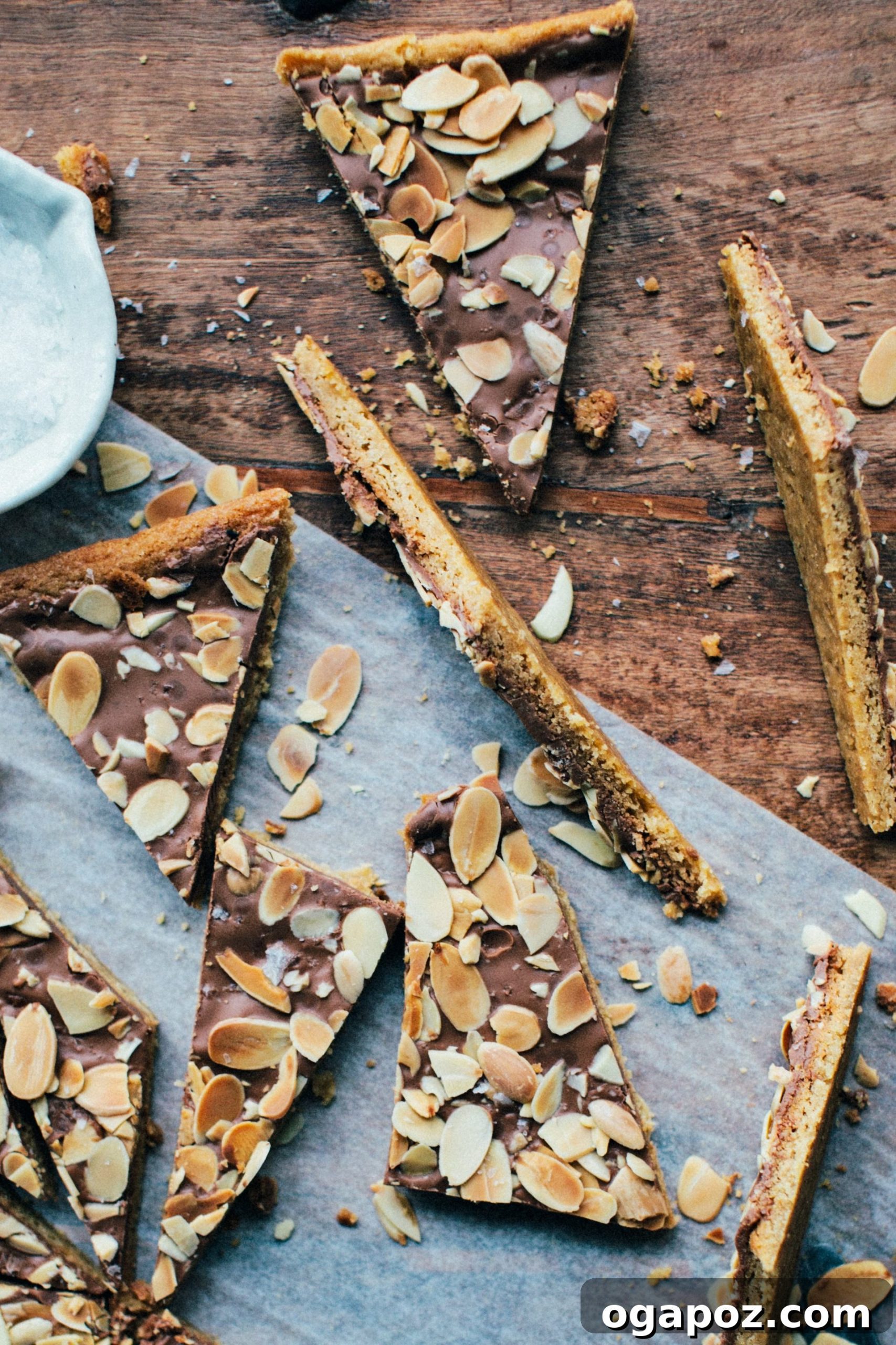 Sweet & Salty Toffee Cookie Crunch 3 Close-up of the baked toffee cookie bark base, ready for chocolate