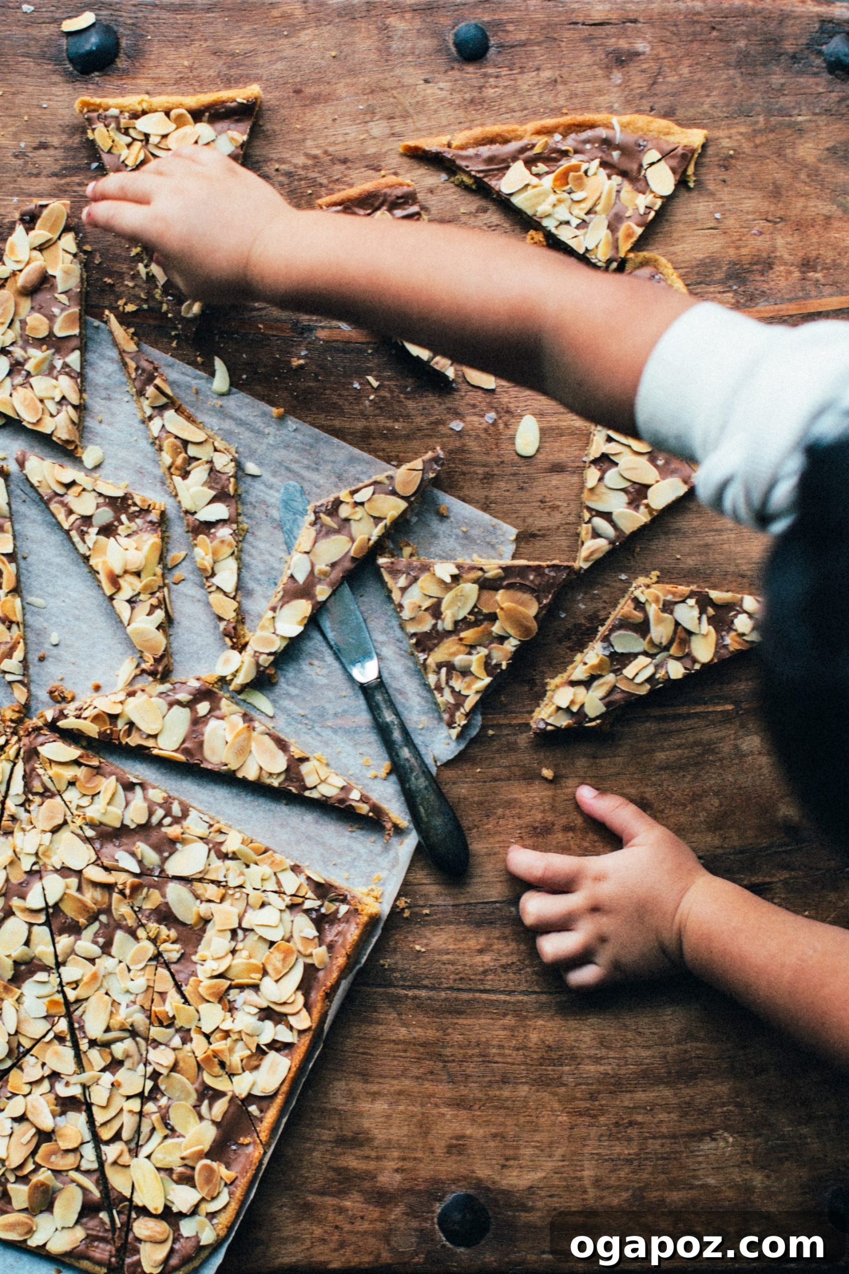 Sweet & Salty Toffee Cookie Crunch 5 Finished pieces of Salted Toffee Cookie Bark arranged on a plate