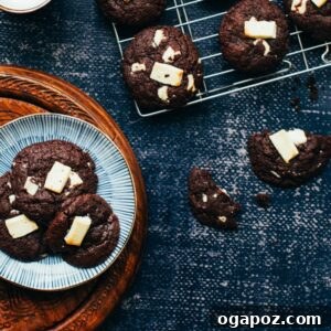 Delicious Chewy Dark Chocolate Cookies with White Chocolate Chunks