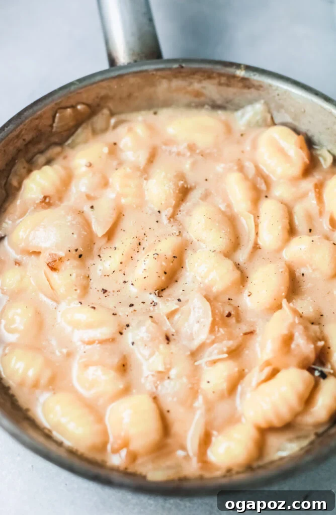 Hearty One Pot French Onion Gnocchi 7 One Pot French Onion Gnocchi with cheese